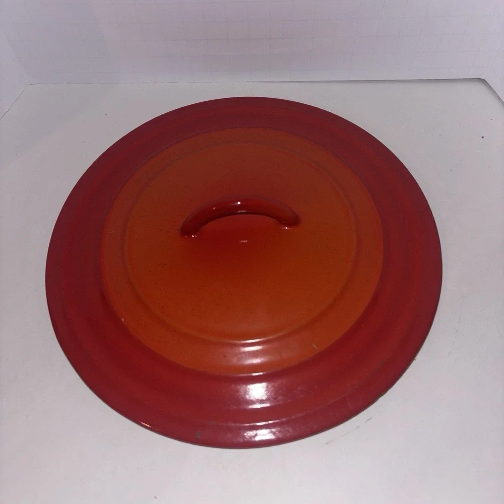 Vintage Cousances Le Creuset 8 Inch Dutch Oven Flame Orange